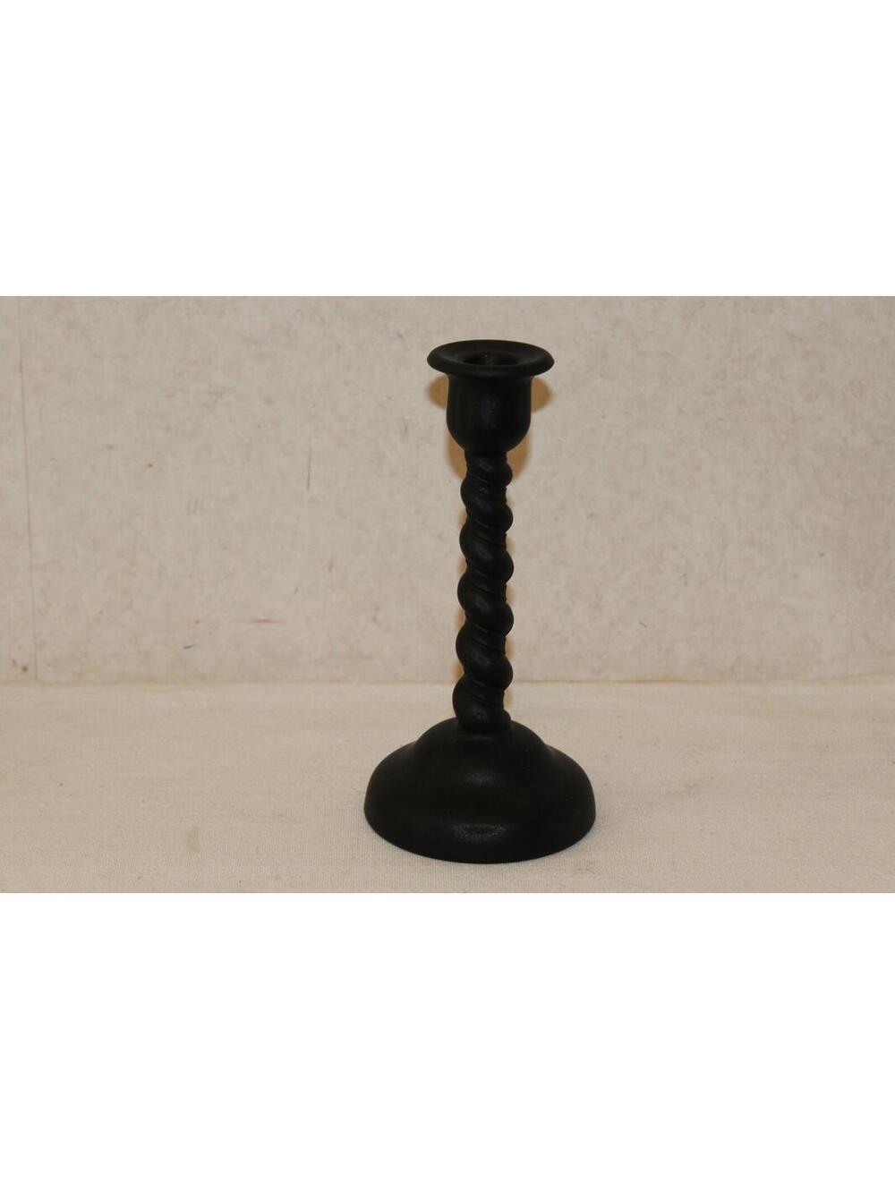 Vintage Tiffin Black Satin Glass Barley Twist Candlestick Holder